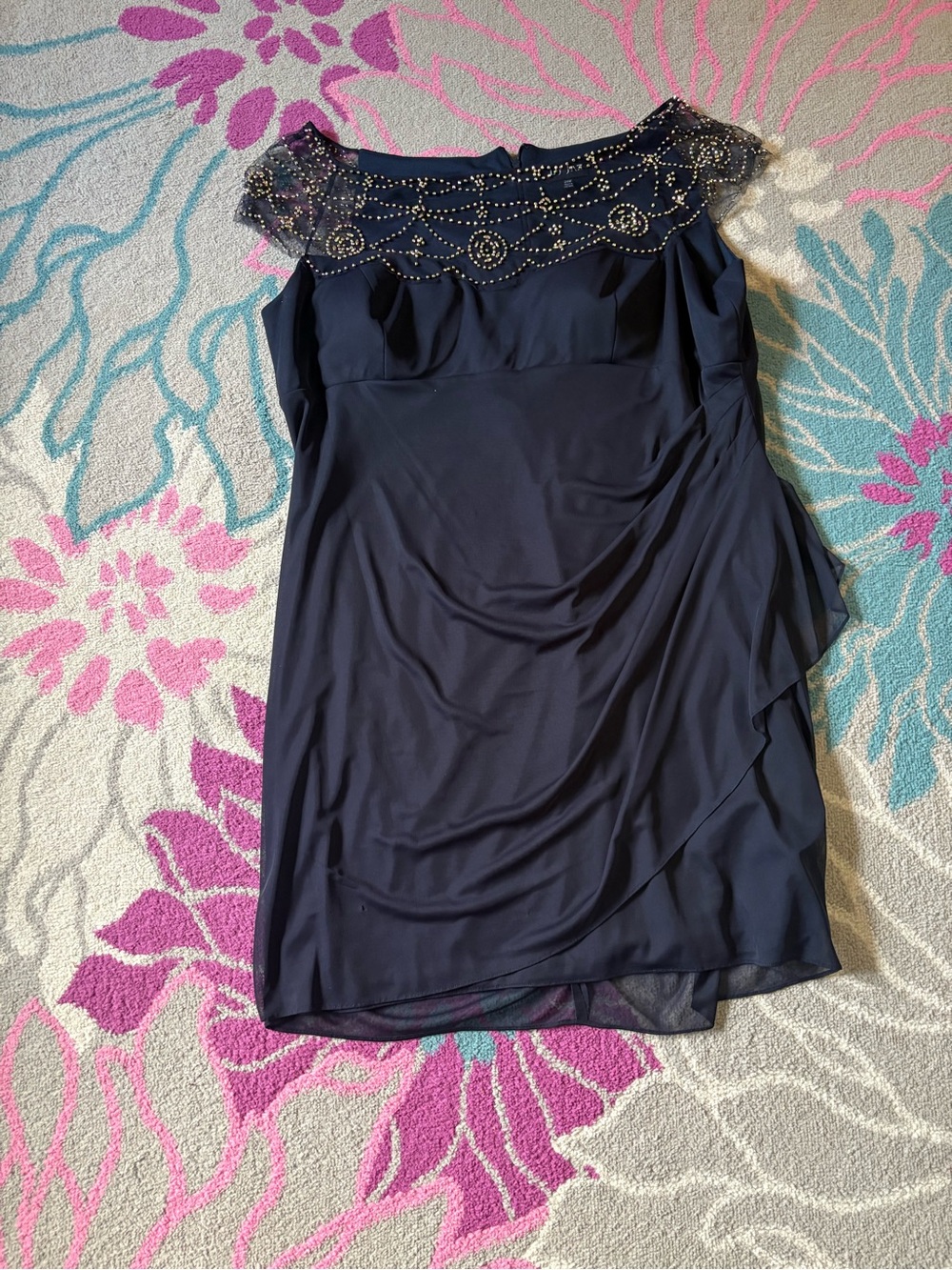 DJ Jaz Navy Blue Beaded Sleeveless Cocktail Dress Size 24W